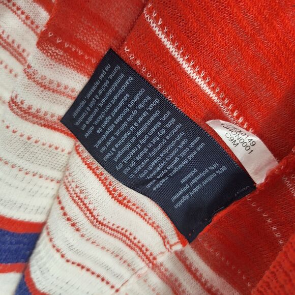 TOMMY HILFIGER womens L orange with blue white stripe open front cardigan - Picture 5 of 6